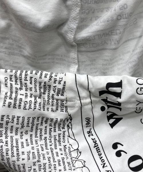 JOHN GALLIANO UNDER WEAR（ジョンガリアーノ アンダーウェア）JOHN GALLIANO UNDER WEAR (ジョンガリアーノ アンダーウェア) ニュースペーパー ストレッチ カットソー パーカー ホワイト サイズ:イタリア　46の古着・服飾アイテム