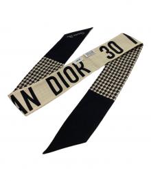 Christian Dior（クリスチャン ディオール）の古着「30モンテーニュ ミッツア シルクスカーフ」｜ブラック×ベージュ