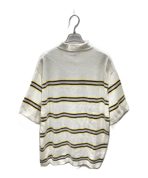 SUPREME（シュプリーム）Supreme (シュプリーム) SEQUIN STRIPE ZIP POLO ポロシャツ ホワイト×イエロー サイズ:XLの古着・服飾アイテム