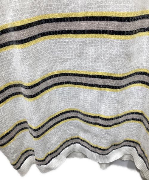 SUPREME（シュプリーム）Supreme (シュプリーム) SEQUIN STRIPE ZIP POLO ポロシャツ ホワイト×イエロー サイズ:XLの古着・服飾アイテム