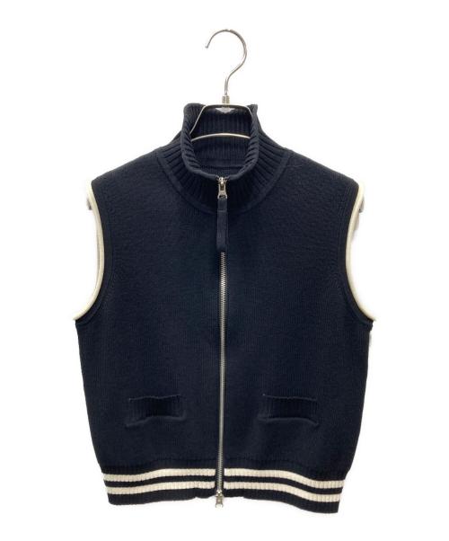 Matin Kim（マーティン・キム）Matin Kim (マーティン・キム) SPELL POINT STRIPE KNIT VEST/ニットベスト ブラック サイズ:Sの古着・服飾アイテム