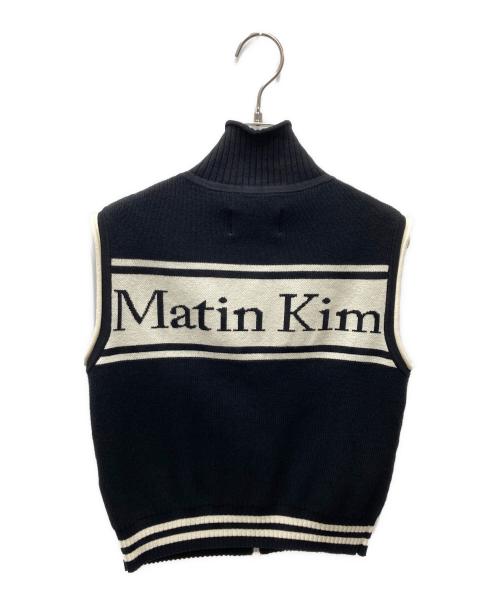 Matin Kim（マーティン・キム）Matin Kim (マーティン・キム) SPELL POINT STRIPE KNIT VEST/ニットベスト ブラック サイズ:Sの古着・服飾アイテム