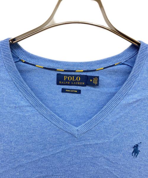 POLO RALPH LAUREN（ポロ・ラルフローレン）POLO RALPH LAUREN (ポロ・ラルフローレン) Vネックニット ブルー サイズ:Mの古着・服飾アイテム