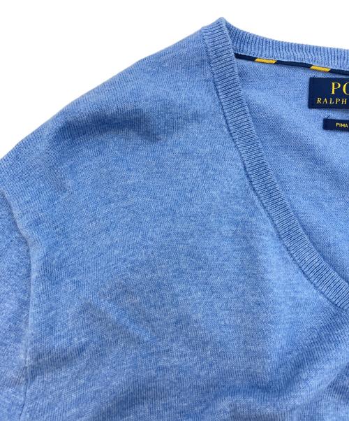 POLO RALPH LAUREN（ポロ・ラルフローレン）POLO RALPH LAUREN (ポロ・ラルフローレン) Vネックニット ブルー サイズ:Mの古着・服飾アイテム
