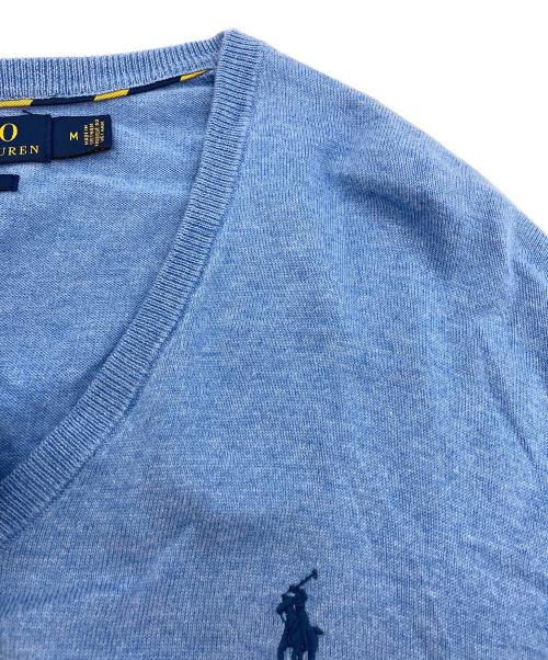 POLO RALPH LAUREN（ポロ・ラルフローレン）POLO RALPH LAUREN (ポロ・ラルフローレン) Vネックニット ブルー サイズ:Mの古着・服飾アイテム