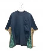 sacaiサカイ）の古着「半袖ナイロン切替カットソー」｜ブラック×ベージュ