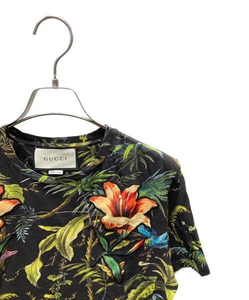 GUCCI（グッチ）GUCCI (グッチ) ボタニカル半袖Tシャツ ブラック×グリーン サイズ:XSの古着・服飾アイテム