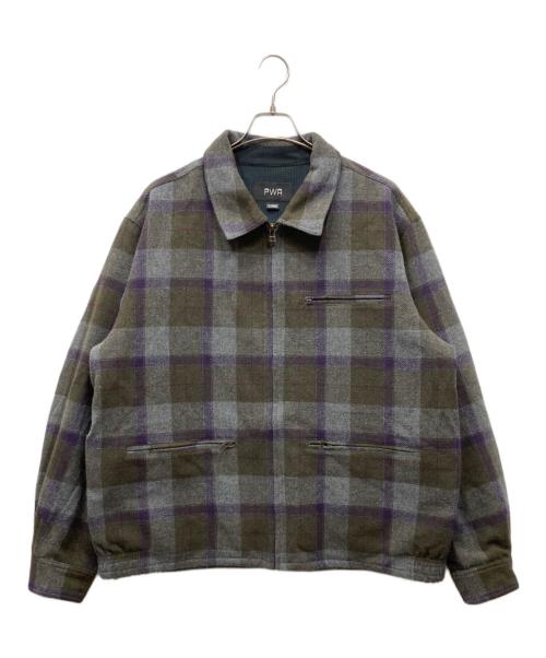 PWA（プア）PWA (プア) REFINE-WOOL CHK ブルゾン カーキ×グレー サイズ:XLの古着・服飾アイテム