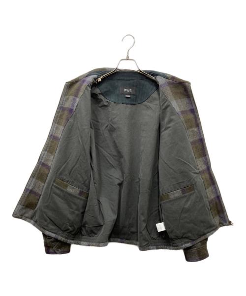 PWA（プア）PWA (プア) REFINE-WOOL CHK ブルゾン カーキ×グレー サイズ:XLの古着・服飾アイテム