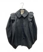 HAENGNAEヘンネ）の古着「フリルショルダーシャツブラウス」｜ブラック