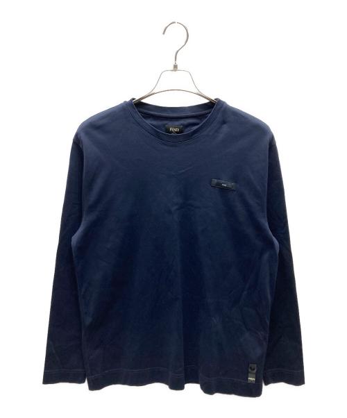 FENDI（フェンディ）FENDI (フェンディ) ロゴデザイン ロングスリーブカットソー ネイビー サイズ:Mの古着・服飾アイテム
