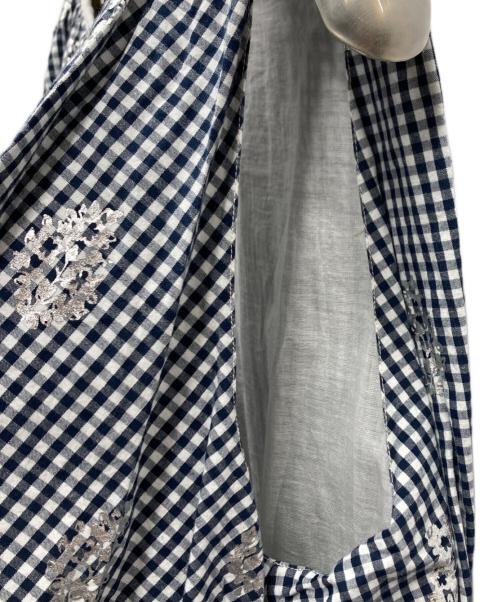 ne quittez pas（ヌキテパ）ne quittez pas (ヌキテパ) Poplin Foil Print Balloon Top バルーンブラウス ホワイト×ネイビー サイズ:freeの古着・服飾アイテム
