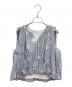 ne quittez pas（ヌキテパ）の古着「Poplin Foil Print Balloon Top バルーンブラウス」｜ホワイト×ネイビー