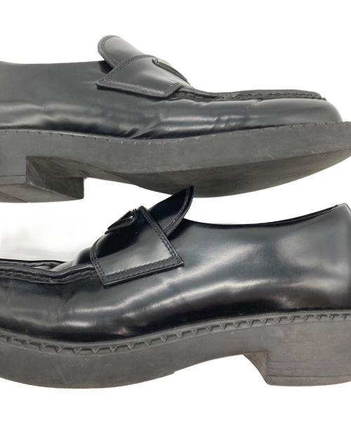 PRADA（プラダ）PRADA (プラダ) ブラッシュドレザー ローファー ブラック サイズ:SIZE 5 1/2の古着・服飾アイテム