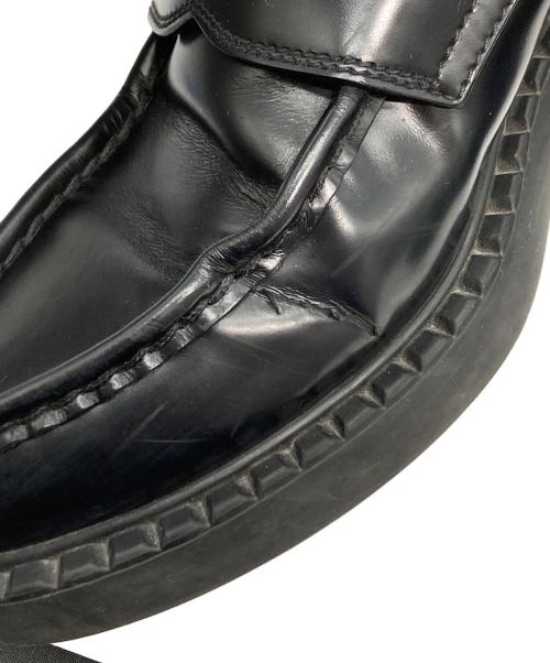PRADA（プラダ）PRADA (プラダ) ブラッシュドレザー ローファー ブラック サイズ:SIZE 5 1/2の古着・服飾アイテム