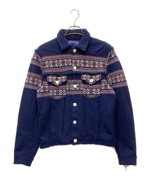 JUNYA WATANABE MAN（ジュンヤワタナベマン）JUNYA WATANABE MAN (ジュンヤワタナベマン) 03AW ノルディック柄ニットトラッカージャケット ネイビー サイズ:Mの古着・服飾アイテム