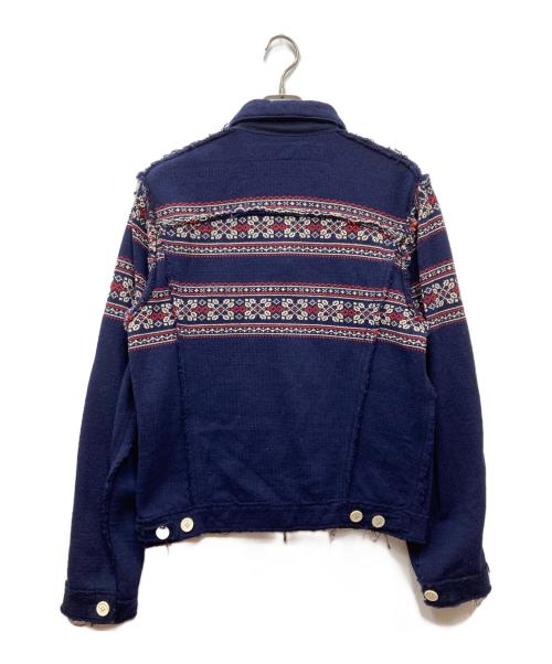 JUNYA WATANABE MAN（ジュンヤワタナベマン）JUNYA WATANABE MAN (ジュンヤワタナベマン) 03AW ノルディック柄ニットトラッカージャケット ネイビー サイズ:Mの古着・服飾アイテム
