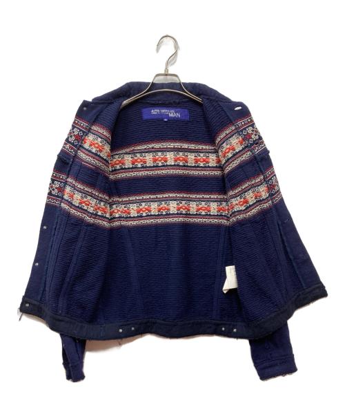 JUNYA WATANABE MAN（ジュンヤワタナベマン）JUNYA WATANABE MAN (ジュンヤワタナベマン) 03AW ノルディック柄ニットトラッカージャケット ネイビー サイズ:Mの古着・服飾アイテム