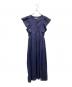 ne quittez pas（ヌキテパ）の古着「Cotton Lurex Stripe Frill Sleeve Dress ラメストライプフリルワンピース」｜ネイビー