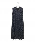 ne quittez pasヌキテパ）の古着「C.VOILE DOT PRINT SLEEVELESS DRESS ドットプリントノースリーブドレス」｜ネイビー