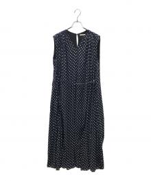 ne quittez pas（ヌキテパ）の古着「C.VOILE DOT PRINT SLEEVELESS DRESS ドットプリントノースリーブドレス」｜ネイビー