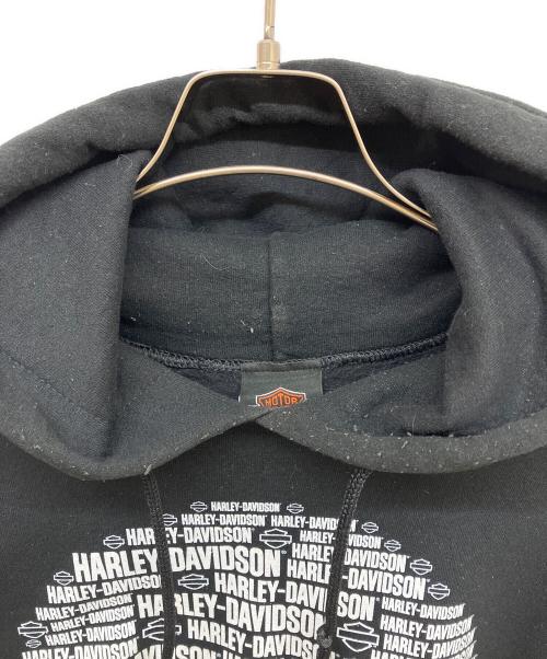 HARLEY-DAVIDSON（ハーレーダビッドソン）HARLEY-DAVIDSON (ハーレーダビッドソン) スカルプリントプルオーバーパーカー ブラック サイズ:Lの古着・服飾アイテム
