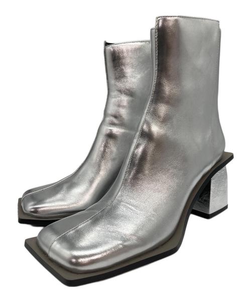 UN3D.（アンスリード）UN3D. (アンスリード) WIDE SQUARE SHORT BOOTS ワイドスクエアショートブーツ グレー サイズ:36の古着・服飾アイテム