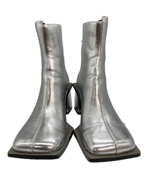 UN3D.（アンスリード）UN3D. (アンスリード) WIDE SQUARE SHORT BOOTS ワイドスクエアショートブーツ グレー サイズ:36の古着・服飾アイテム