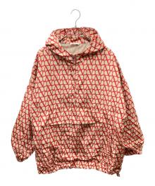 VALENTINO（ヴァレンティノ）の古着「トワル イコノグラフ シルクアノラックパーカー」｜レッド×ベージュ