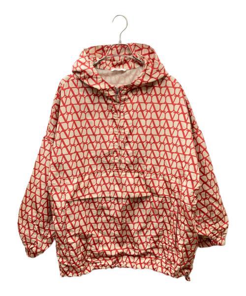 VALENTINO（ヴァレンティノ）VALENTINO (ヴァレンティノ) トワル イコノグラフ シルクアノラックパーカー レッド×ベージュ サイズ:50の古着・服飾アイテム