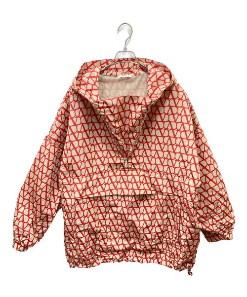 VALENTINO（ヴァレンティノ）VALENTINO (ヴァレンティノ) トワル イコノグラフ シルクアノラックパーカー レッド×ベージュ サイズ:50の古着・服飾アイテム