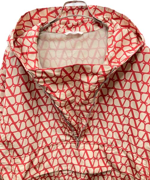 VALENTINO（ヴァレンティノ）VALENTINO (ヴァレンティノ) トワル イコノグラフ シルクアノラックパーカー レッド×ベージュ サイズ:50の古着・服飾アイテム