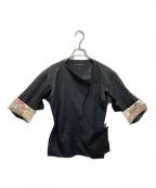 YOHJI YAMAMOTOヨウジヤマモト）の古着「コットンレーヨン 裏地和柄 作務衣デザインジャケット」｜ブラック