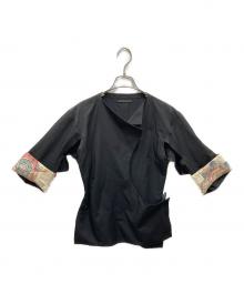 YOHJI YAMAMOTO（ヨウジヤマモト）の古着「コットンレーヨン 裏地和柄 作務衣デザインジャケット」｜ブラック
