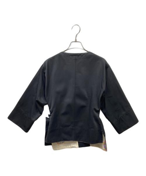 YOHJI YAMAMOTO（ヨウジヤマモト）YOHJI YAMAMOTO (ヨウジヤマモト) コットンレーヨン 裏地和柄 作務衣デザインジャケット ブラック サイズ:2の古着・服飾アイテム