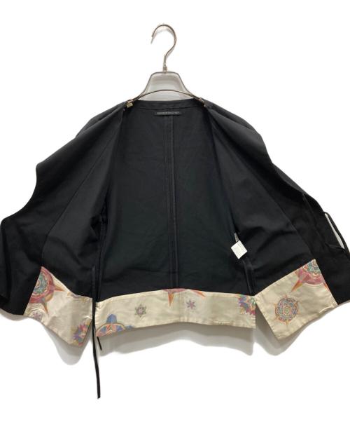 YOHJI YAMAMOTO（ヨウジヤマモト）YOHJI YAMAMOTO (ヨウジヤマモト) コットンレーヨン 裏地和柄 作務衣デザインジャケット ブラック サイズ:2の古着・服飾アイテム