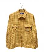 BoTTボット）の古着「Zip-up Flannel Shirt ジップアップフランネルシャツ」｜イエロー×オレンジ