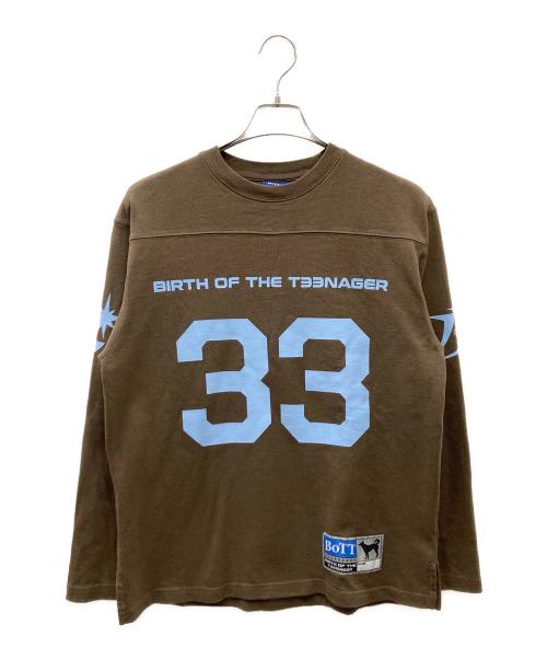 BoTT（ボット）BoTT (ボット) Cotton Football Shirt ロングスリーブカットソー ブラウン×ブルー サイズ:Sの古着・服飾アイテム
