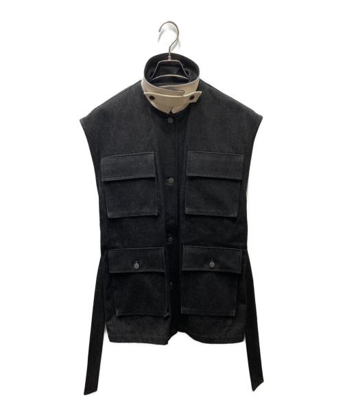 IHNN（イン）IHNN (イン) STUDIOUS (ステュディオス) 「STUDIOUS別注」デニムステッチジレ ブラック サイズ:38の古着・服飾アイテム