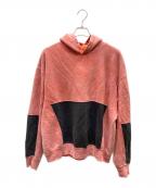 C.Eシーイー）の古着「BLEACHED ZIGGURAT PATCH HEAVY HOODY プルオーバーパーカー」｜レッド