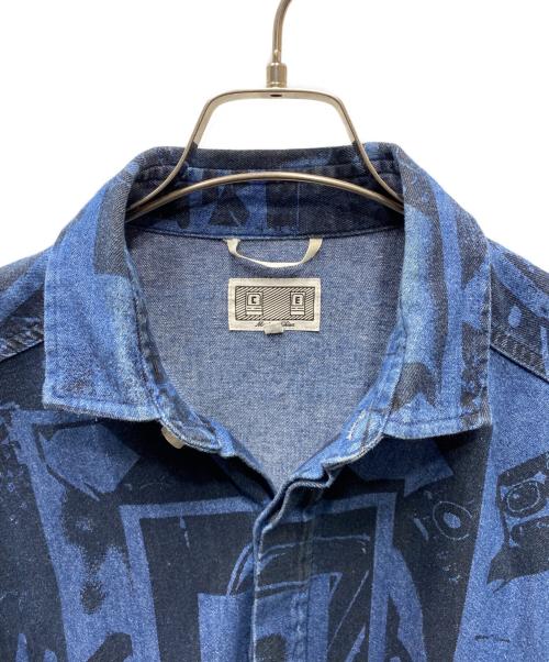 C.E（シーイー）C.E (シーイー) FLAME DENIM BIG SHIRT 長袖シャツ ブルー×ブラック サイズ:Mの古着・服飾アイテム