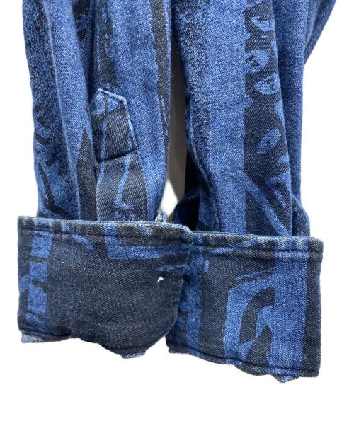 C.E（シーイー）C.E (シーイー) FLAME DENIM BIG SHIRT 長袖シャツ ブルー×ブラック サイズ:Mの古着・服飾アイテム