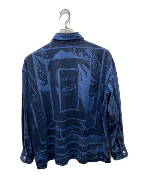 C.E（シーイー）C.E (シーイー) FLAME DENIM BIG SHIRT 長袖シャツ ブルー×ブラック サイズ:Mの古着・服飾アイテム
