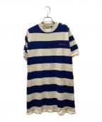 GUCCIグッチ）の古着「Wool mini dress 半袖ニットワンピース」｜ネイビー×アイボリー
