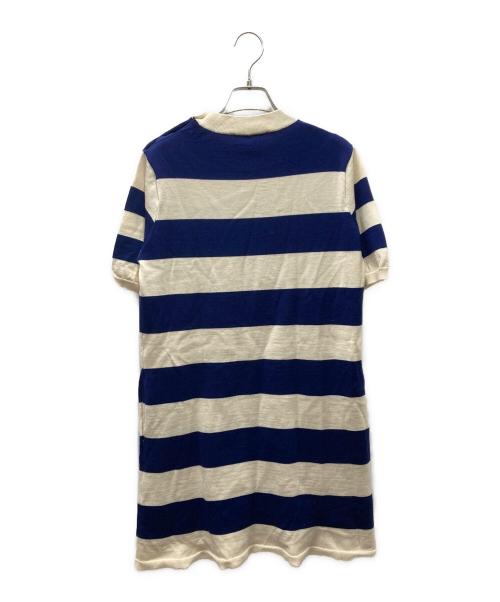 GUCCI（グッチ）GUCCI (グッチ) Wool mini dress 半袖ニットワンピース ネイビー×アイボリー サイズ:Ｍの古着・服飾アイテム