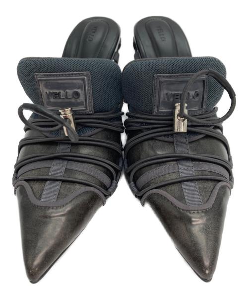 YELLO（イエロ）YELLO (イエロ) CARBON SHIFT MULES ミュール ブラック サイズ:Sの古着・服飾アイテム