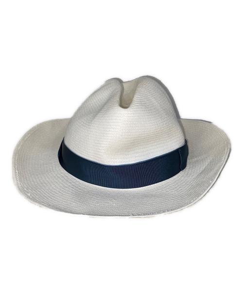 BORSALINO（ボルサリーノ）BORSALINO (ボルサリーノ) ALESSANDRIA ホワイトパナマファインミドルブリムハット ホワイト×グリーンの古着・服飾アイテム