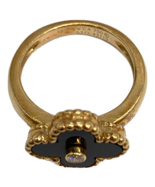 VAN CLEEF & ARPELS（ヴァンクリーフ＆アーペル）VAN CLEEF & ARPELS (ヴァンクリーフ＆アーペル) ヴィンテージ アルハンブラ オニキス 1P ダイヤ リング サイズ:SIZE 12号-13号の古着・服飾アイテム
