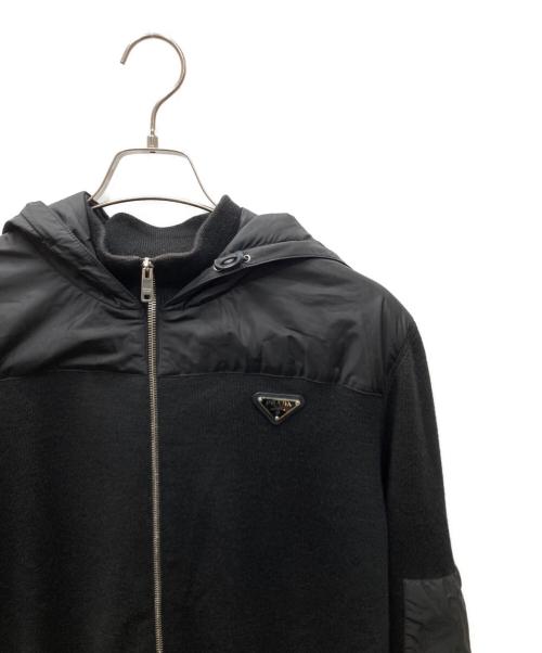 PRADA（プラダ）PRADA (プラダ) 異素材切替フードパーカー ブラック サイズ:52の古着・服飾アイテム