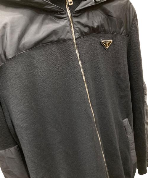 PRADA（プラダ）PRADA (プラダ) 異素材切替フードパーカー ブラック サイズ:52の古着・服飾アイテム